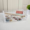 Martha Stewart Brody Plastic Stackable Office Desktop Organizer Box with 2 Drawers, 12.75 x 7.75 BE-PB9393-CLR-MS